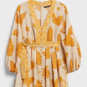 BANANA REPUBLIC / LINEN BALLOON-SLEEVE MINI DRESS / BRAND NEW